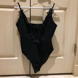 PrettyLittleThing Black CrissCross Bodysuit